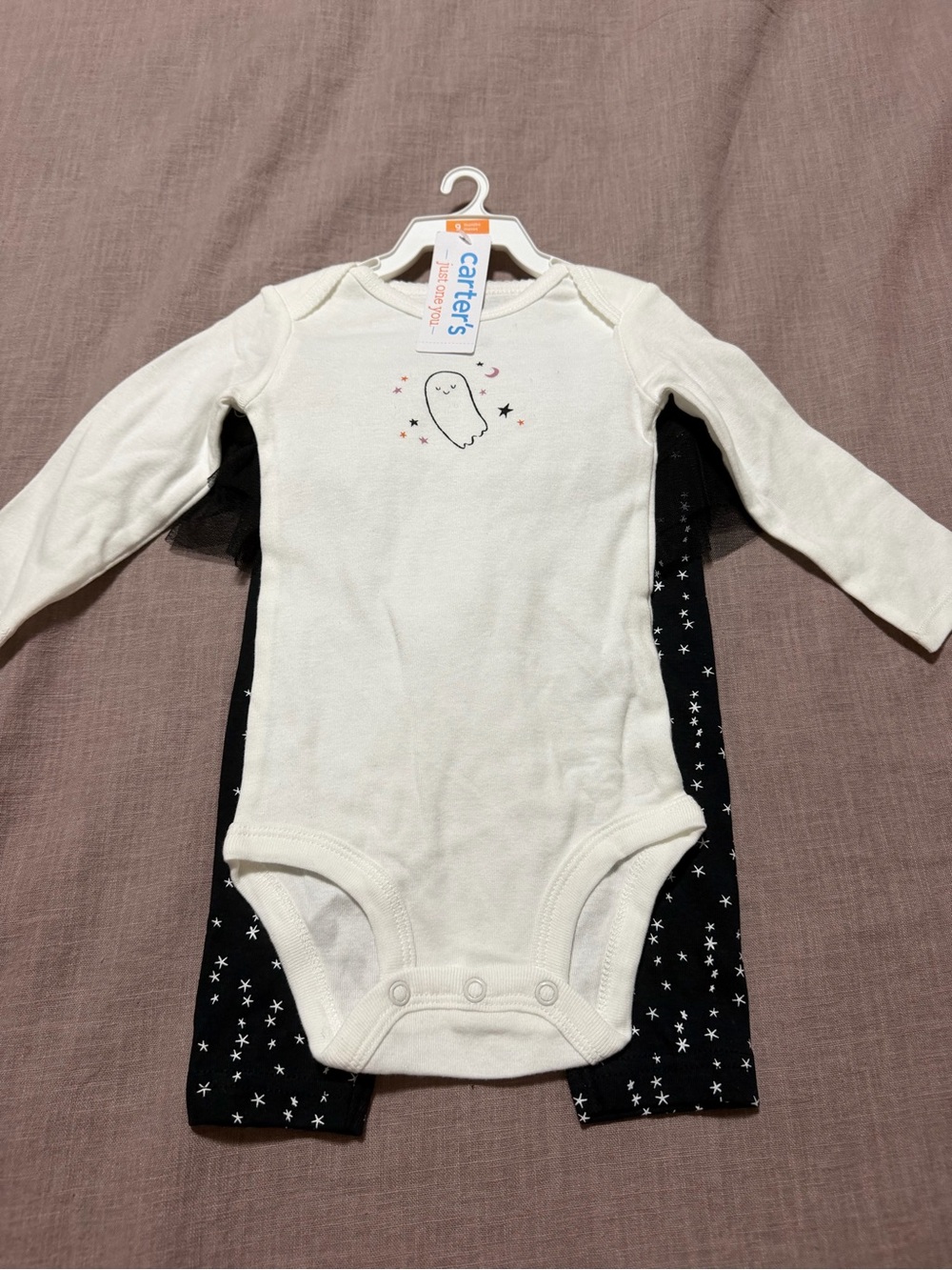 NWT Carter's Halloween Ghost Long-Sleeve One-Piece Pants with Tutu Size 9 Months